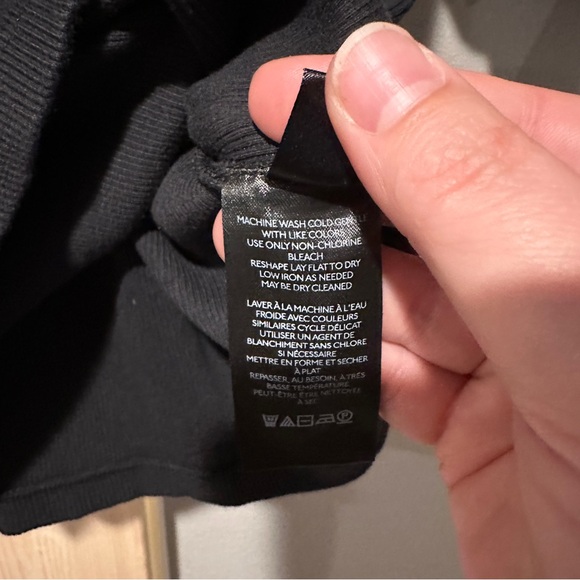 Maeve Anthropologie Blouse Women’s XL Black Puff Sleeved Ribbed Tie Short Sleeve - Picture 9 of 10